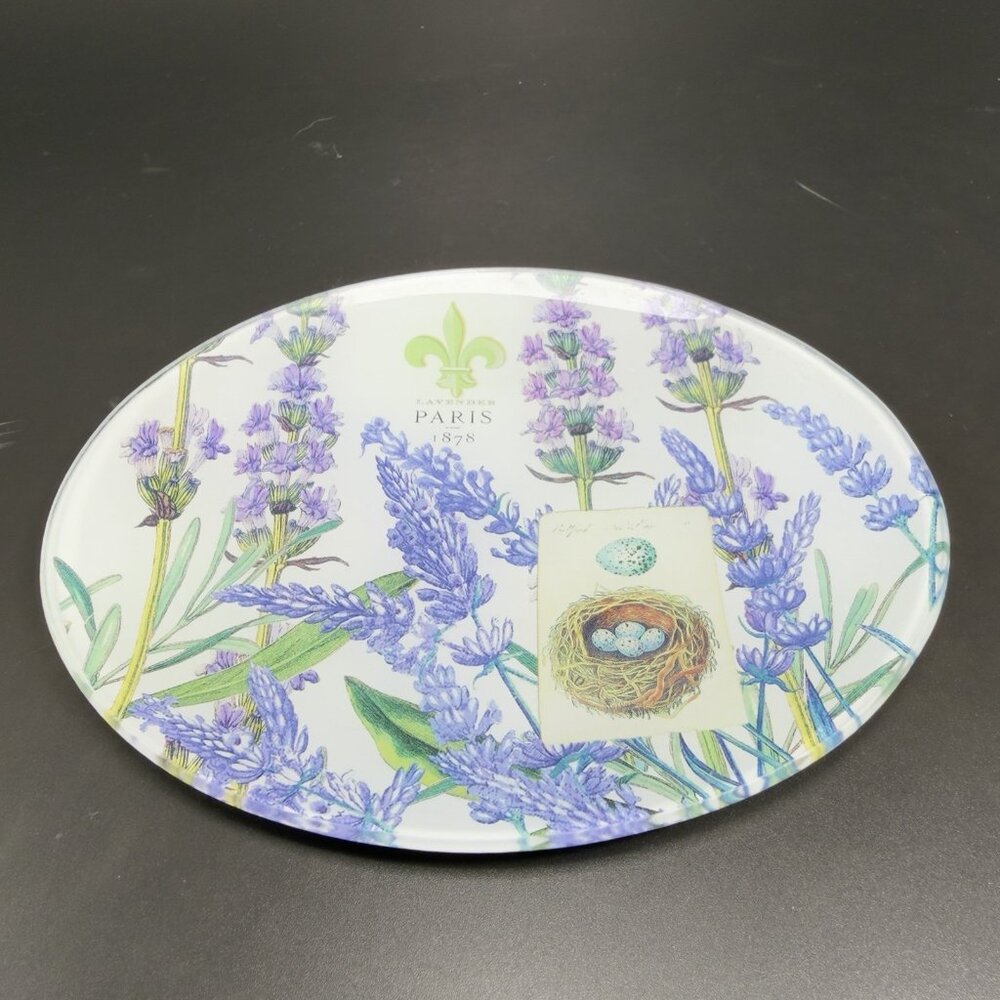 Michel Design Works Lavender Paris Bird Nest Eggs Trinket Dish Vanity Glass Dish